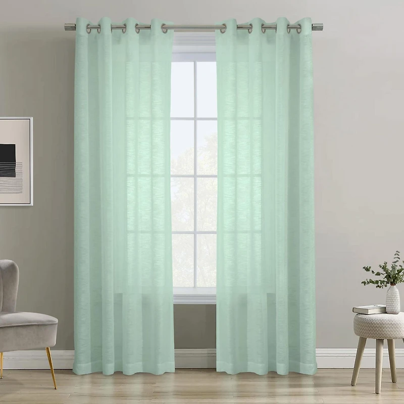Loft Living Banan Transparent panneau de rideau à œillets 52 x 63 in Surf Spray
