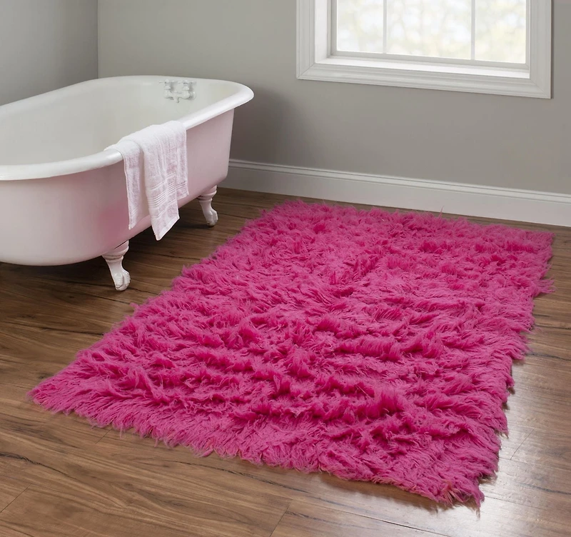 New Flokati 1400gr 3'6" x 5'6" Accent Rug, Fuchsia