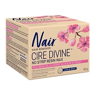 Nair Cire Divine Microwave Resin Wax for Legs & Body with Japanese Cherry Blossom and Rice Bran Oil, 400g