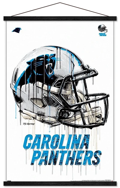 NFL Carolina Panthers - Drip Helmet 20 Wall Poster, 22.375" x 34" Framed