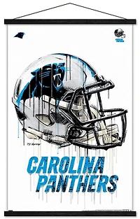 NFL Carolina Panthers - Drip Helmet 20 Wall Poster, 22.375" x 34" Framed