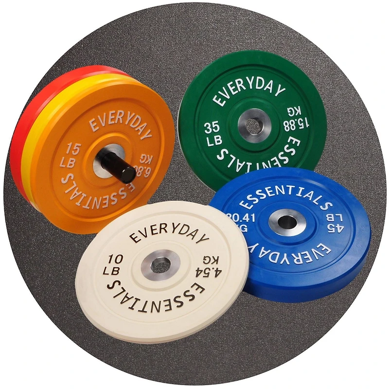Everyday Essentials Color Coded Olympic Bumper Plate Weight Plate with Steel Hub