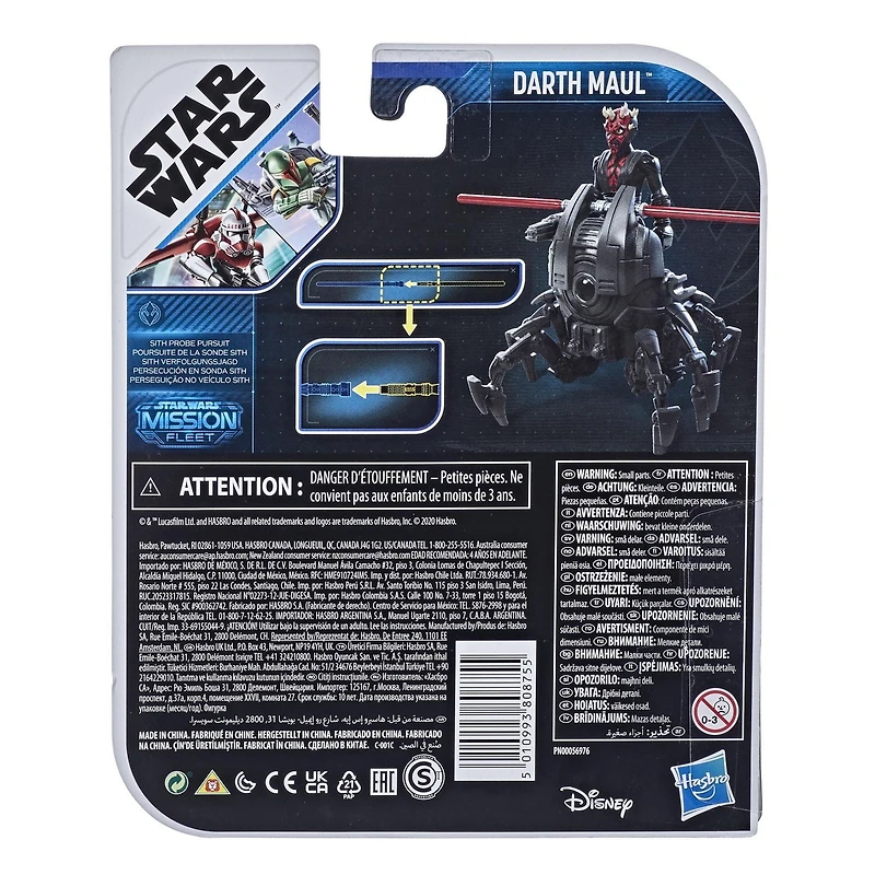 Star Wars Mission Fleet Gear Class Darth Maul Sith Probe Pursuit 2.5-Inch-Scale Figure and Vehicle, Toys for Kids Ages 4 and Up