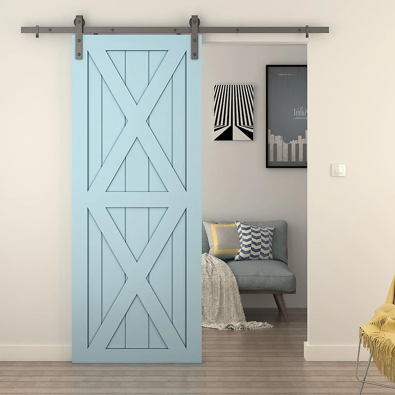 Wood & Hart 37" Magnolia Unfinished Knotty Pine Barn Door