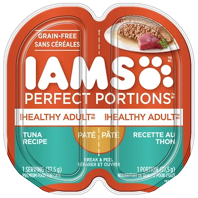 Iams Perfect Portions Grain Free Tuna Paté Healthy Adult Wet Cat Food, 75g