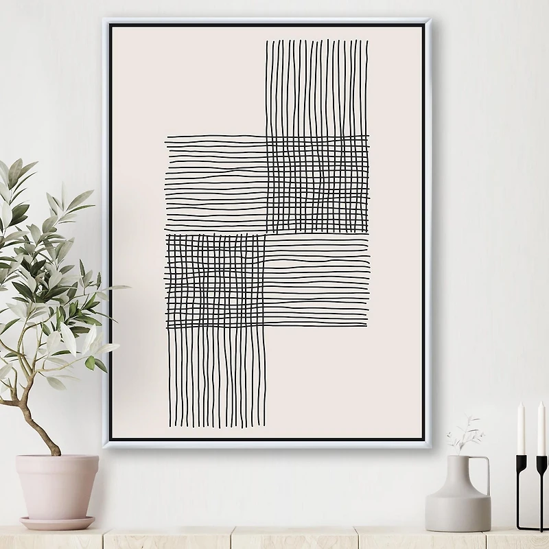 Designart Compositions Géométriques Minimales De Formes Élémentaires XIX ART MURAL À CADRE FLOTTÉ