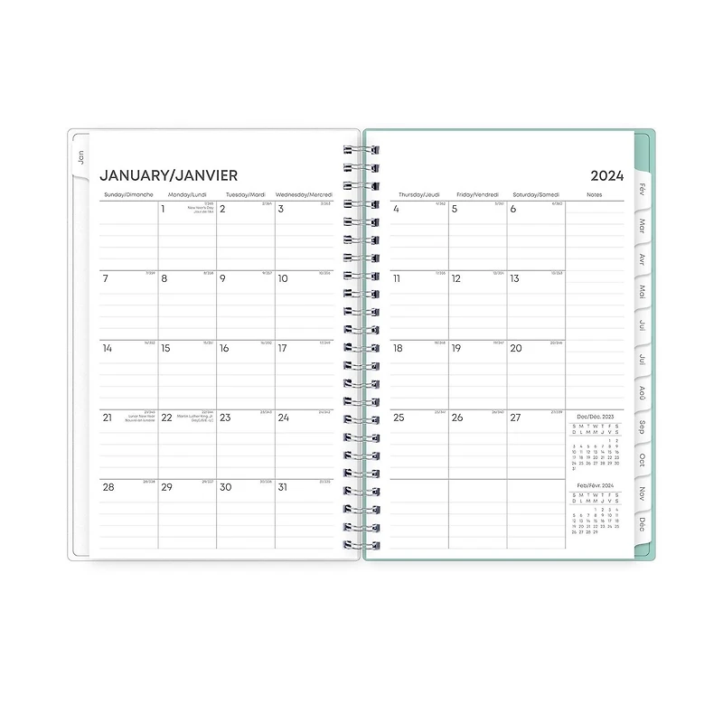 2024 Weekly Monthly Planner, 5x8, Blue Sky, Wellesley