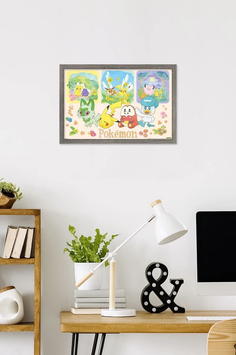 Pokémon: One Scene - Group Wall Poster, 14.725" x 22.375" Framed