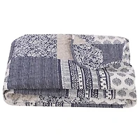 Marina Decoration Parure de lit ultra douce avec couvre-lit en tissu Pinsonic imprimé en relief et taies d'oreiller, motif écossais bleu marine