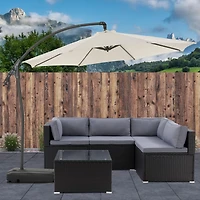 CorLiving Endure 9.5ft Cantilever Outdoor Patio Umbrella with Fillable Wheeled Base and Aluminum and Steel Frame