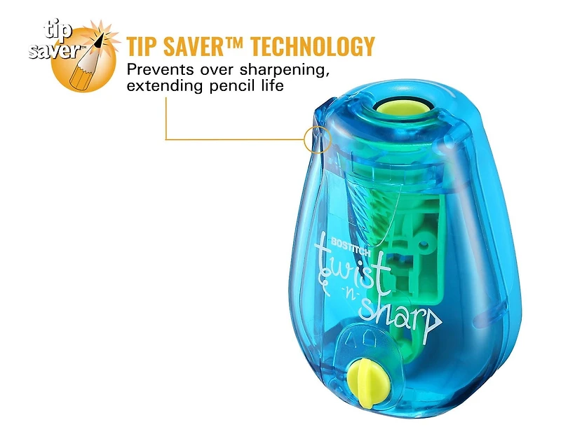 BOSTITCH Twist-n-Sharp Manual Assorted Colours Hand Held Pencil Sharpener