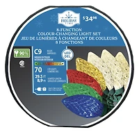Guirlandes lumineuses de Noël à 70 lumières à DEL C9 à changement de couleur, taille diamant, multicolores à blanc chaud