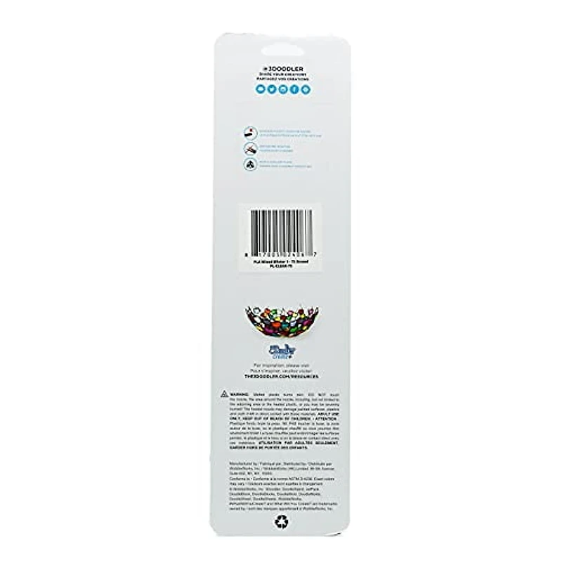 3Doodler Create+ PLA Plastic Refill Kit - Blue/Clear/White- 75 Pack