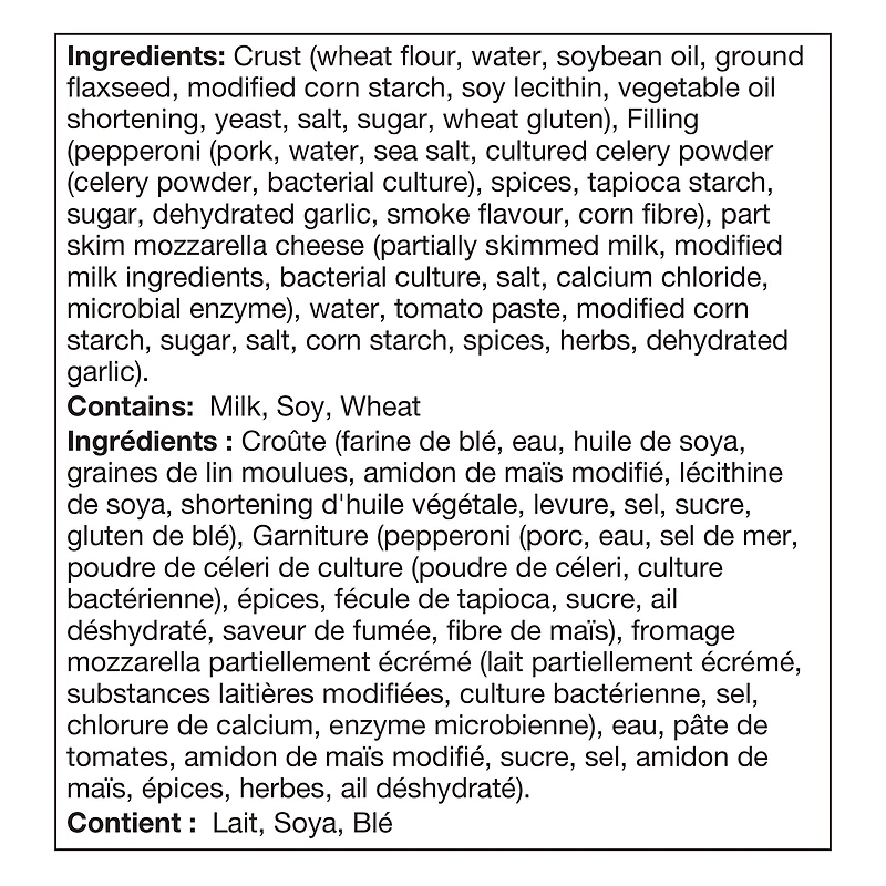 Pizza Pochettesᴹᴰ au pepperoni McCainMD, Fabriqué au Canada à partir d'ingrédients canadiens et importés 3 x 100g