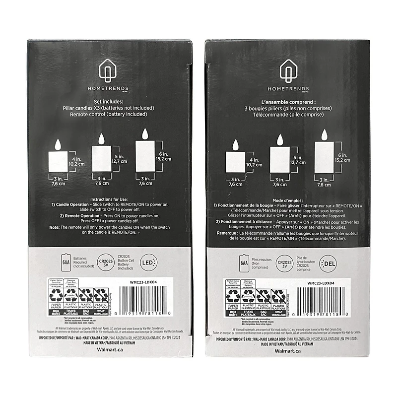 Hometrends Ensemble de bougies piliers à LED nacrées avec flocon de neige et pierres précieuses, avec télécommande