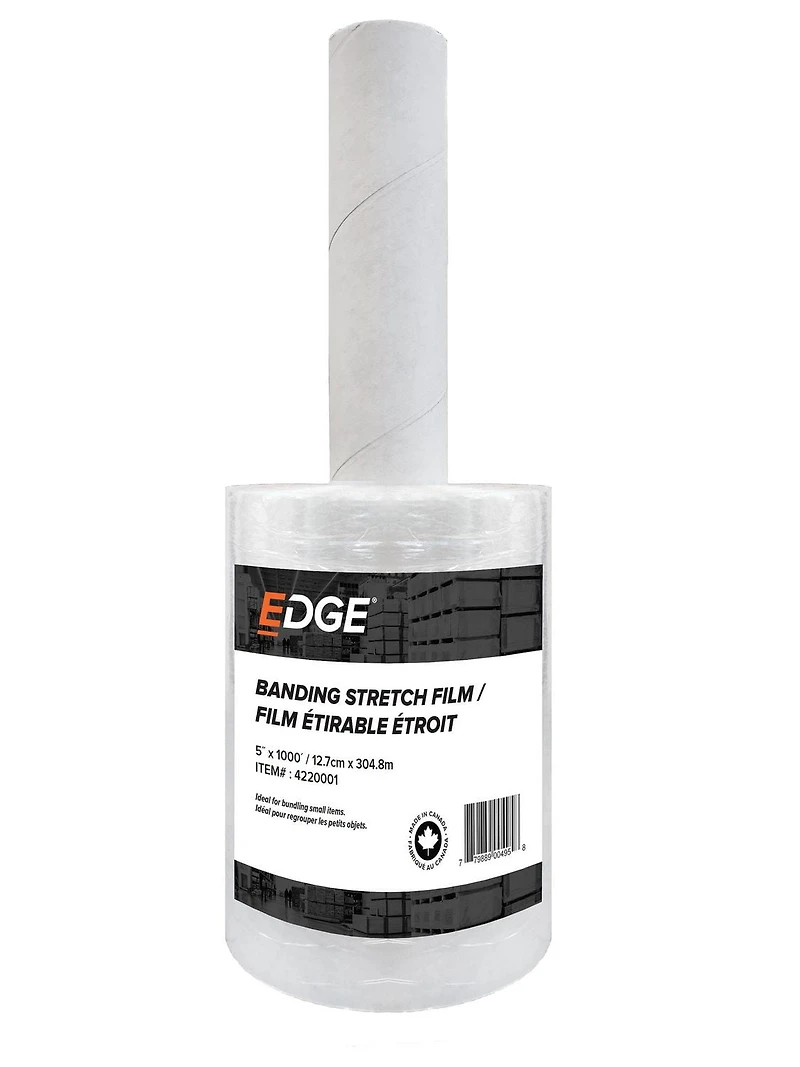 EDGE Mini Stretch Wrap Film with Handle - 5 inch x 1000 ft, Clear, Sold individually