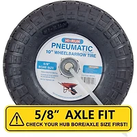 Hi-Run Stud Pneu 4.10/3.50-4 pour Brouette Assemblé Pneumatique avec Douille 5/8" Pré-monté