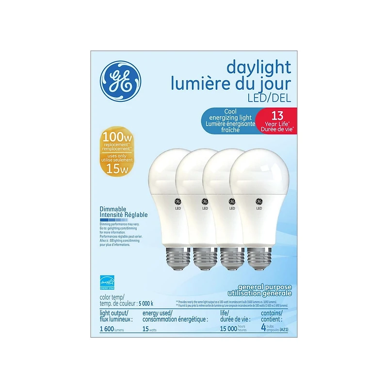 GE 15W LED A21 ESTAR DAYLIGHT 4 PACK