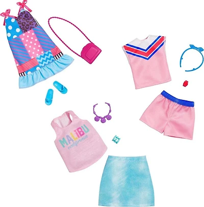 Barbie Coffret Tenue Robe calicot, sac à main, sandales