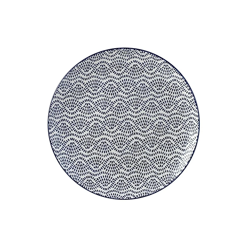 Plat principal Chiara Set de 4 assiettes à salade rondes en grès bleu