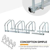 HOMCOM 5-Bike Bicycle Floor Parking Rack Cycling Storage Stand Silver