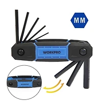 WorkPro Jeu de clés hexagonales Métrique - 8 Pièces Métrique, Acier de CR-V