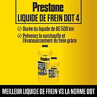 Prestone® DOT 4 Brake Fluid 355mL, Prevents overheating, brake fading and exceeds DOT 4 standard requirements.