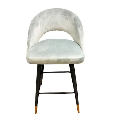Tabouret de bar luxueux en velours Akira gris