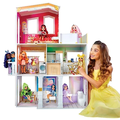 Rainbow High House Playset- 3-Story Wood Doll House