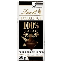 Lindt EXCELLENCE 100% Cacao Dark Chocolate Bar, 50 Grams, Contains 100% cacao
