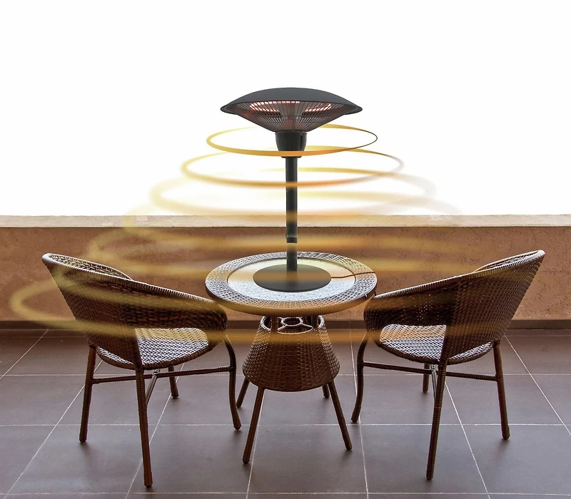 Chaufferette Électrique Infra-rouge d'extérieure de table Westinghouse WES31-1566 avec finition noire mate durable