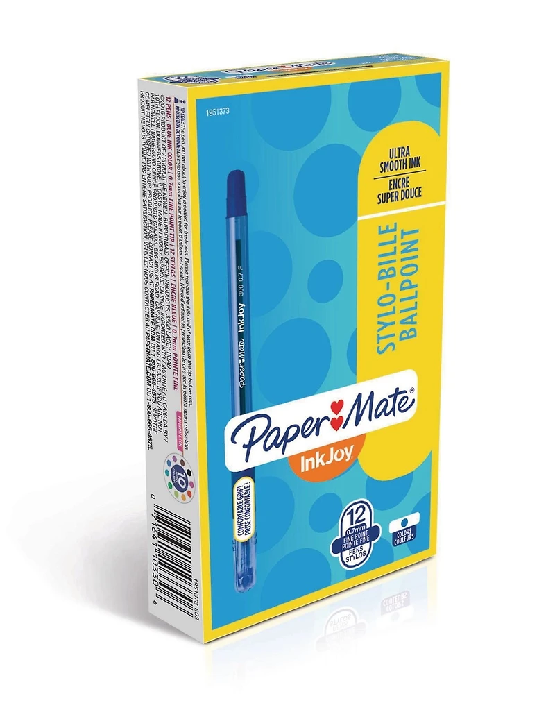 Paper Mate Inkjoy Ballpoint Pens, 0.7 mm, Blue, 12/Pack