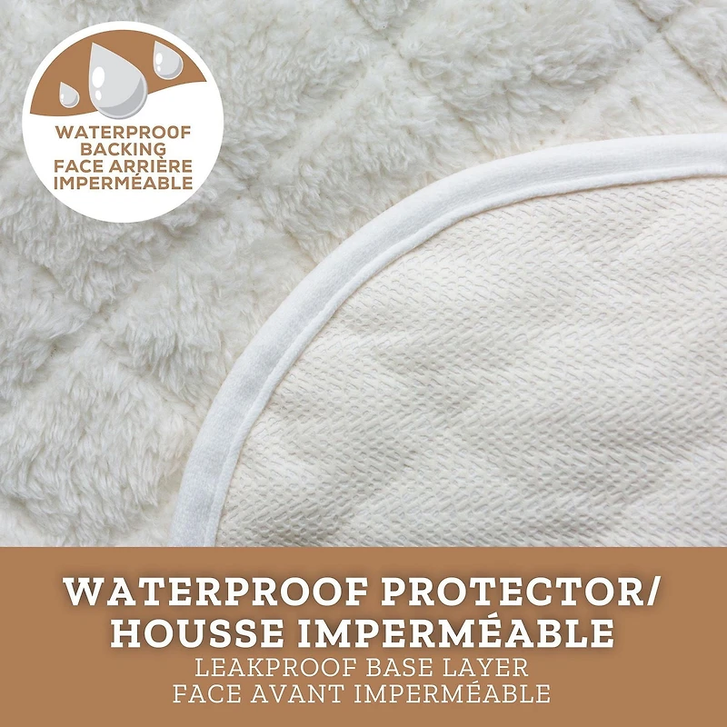 SmartFit Waterproof Faux Sherpa Loveseat Furniture Cover, 3-Piece, for Dogs, Pets, Machine Washable, Cream