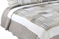 Marina Décoration Literie d'été ultra douce avec couvre-lit matelassé et taie d'oreiller, motif écossais moderne taupe
