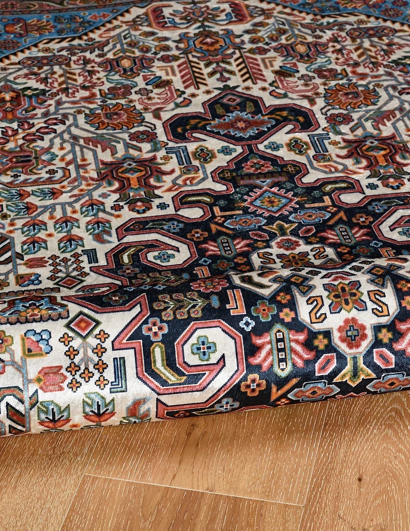 Tapis Emerald Martin rouge & marine de 6 pi 7 po x 9 pi 7 po