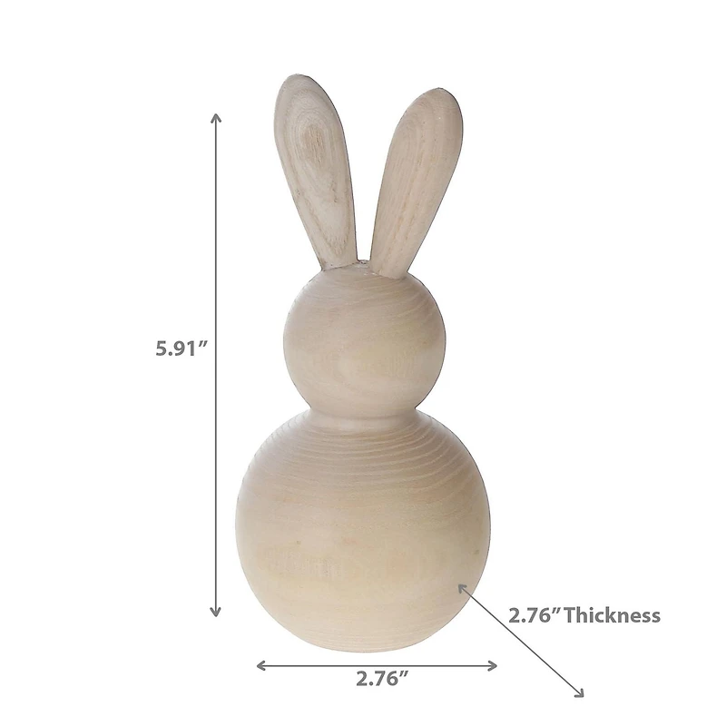 Natural Wooden Round Bunny Decor