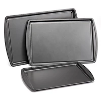 Mainstays 3PC Ensemble de Cookies Antiadhésives, 11,2" x 17,2", 10,2" x 15,2", 9,2" x 13,2", Gris MS 3PC Ensemble de Cookies Antiadhésives