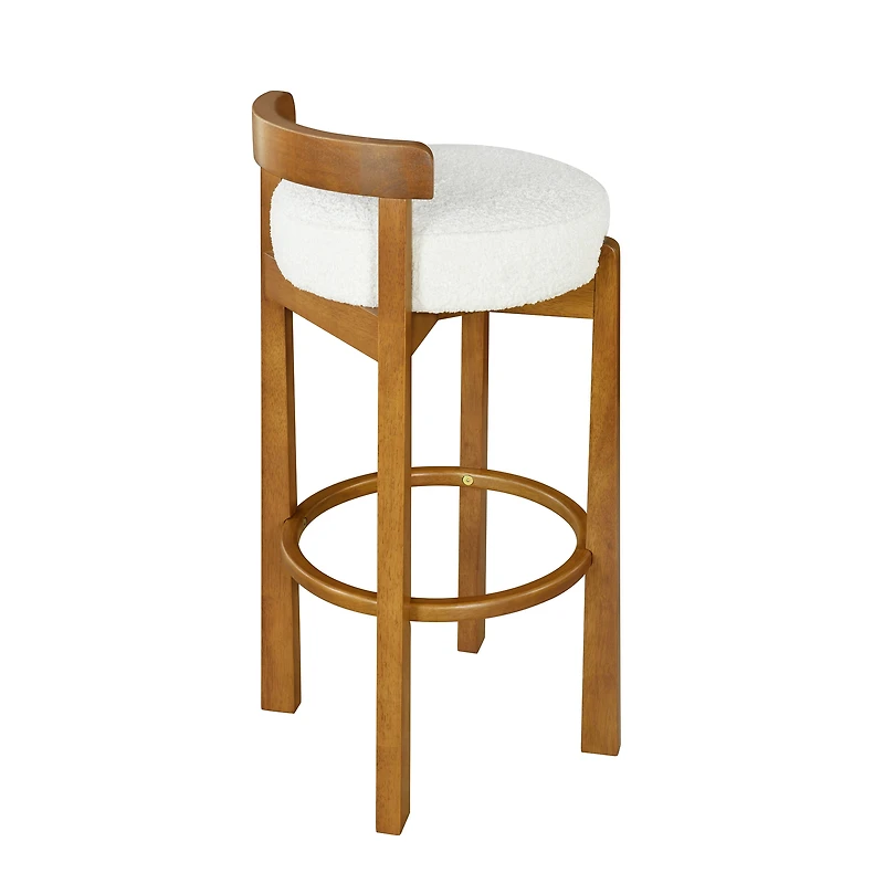 Ensemble de 2 tabourets de bar ronds Elise de Noble House, coussin rembourré ivoire, noyer et blanc