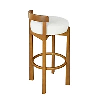 Ensemble de 2 tabourets de bar ronds Elise de Noble House, coussin rembourré ivoire, noyer et blanc