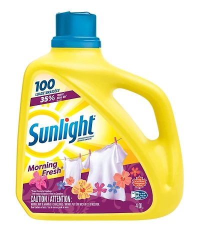 Sunlight frais du matin, détergent à lessive liquide concentré, 4,0 litres, 100 brassées 1 bouteille, 4,0 litres