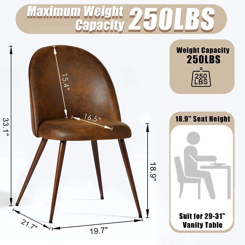 Homy Casa - Ensemble de 2 chaises de salle à manger modernes en tissu avec pieds en métal finition noyer Cuisine, salle à manger et coin repas