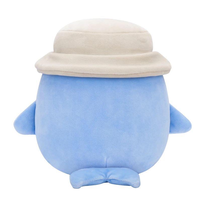 Squishmallows Original 7,5 pouces Samir la baleine bleue avec chapeau beige – Peluche officielle Jazwares (petit)