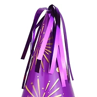 Chapeau conique violet du Nouvel An avec franges et inscription « Bonne année », 1 pièce, décorations festives, une façon originale de célébrer avec style, adulte