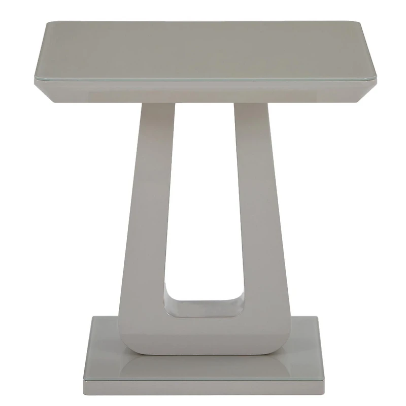 Contemporary MDF & Glass Accent Table - Warm Grey