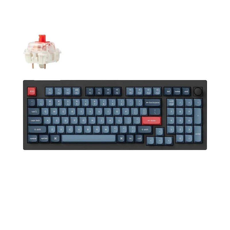 Keychron V5 Max Clavier mécanique sans fil RVB remplaçable à chaud interrupteur rouges cadre en ABS avec interrupteur disposition 96% noir carbone V5M-D1