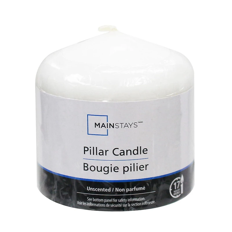 Mainstays 3" bougie pilier blanc, non parfumé 2.8"Dia x 3"H
