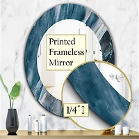 Designart 'Splash Blue Indigo' Modern Mirror - Oval or Round Wall Mirror - 24x36