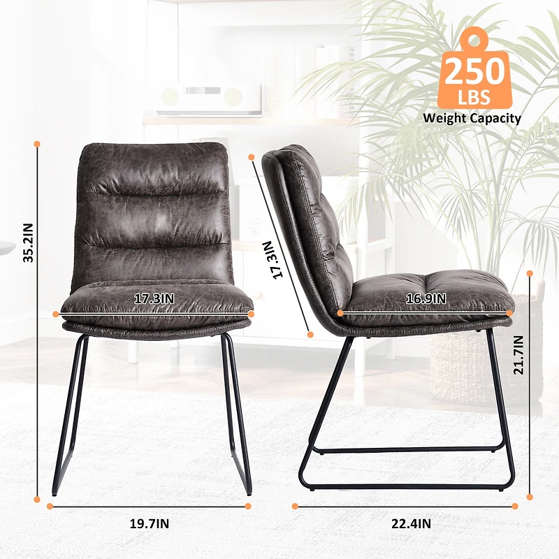 Lot de 2 chaises de salle à manger Homy Casa avec coussin capitonné et pattes antirouille