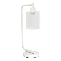 Lampe de bureau à lanterne industrielle en fer de style antique de Simple Designs Bronson avec abat-jour en verre