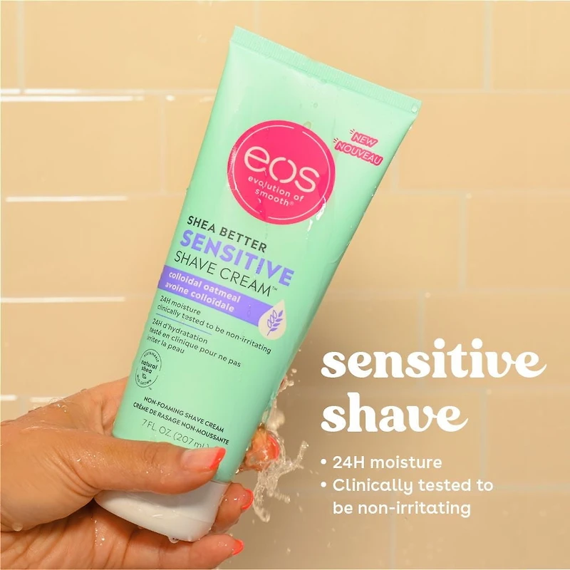 eos Shea Better™ Sensitive Moisturizing Shaving Cream, Unscented, Colloidal Oatmeal, 24H Moisture